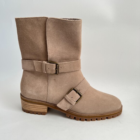 New Splendid Lug Boots Suede Moto Inspired Fold Over 9 - Picture 3 of 15